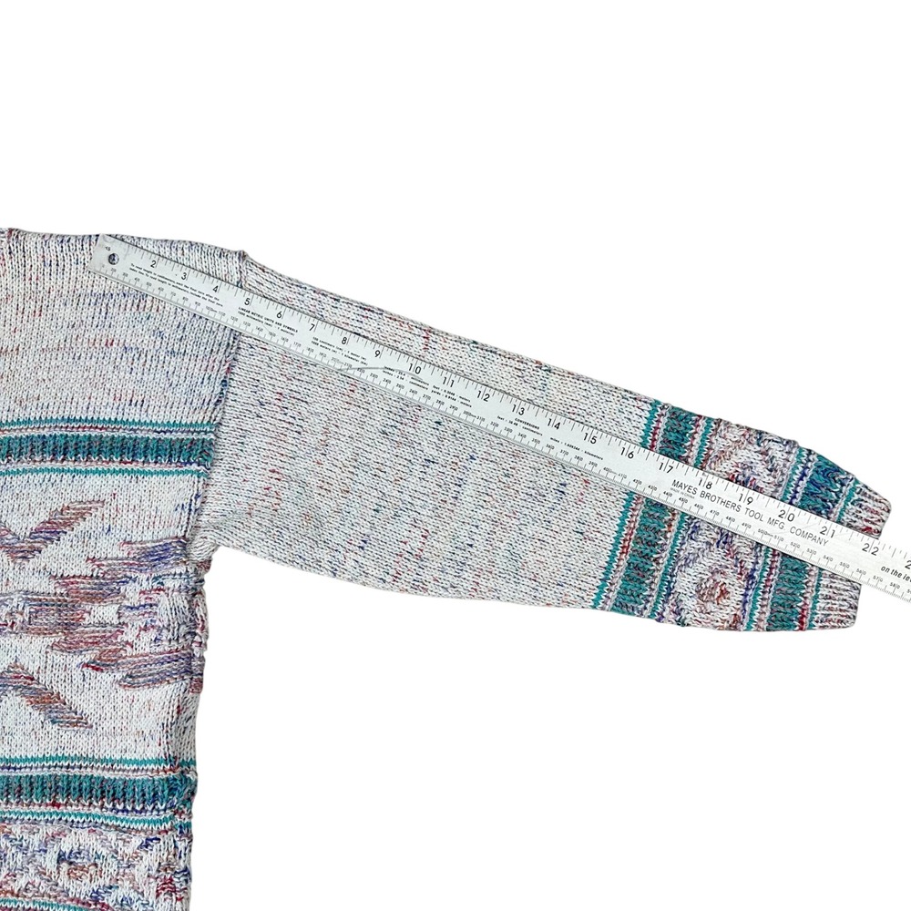 VTG CUTE Aztec Print Mock Neck‎ Sweater Metallic Multi Color Speckled Knit - Picture 11 of 16